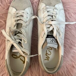 Sam Edelman White and Gray Sneakers